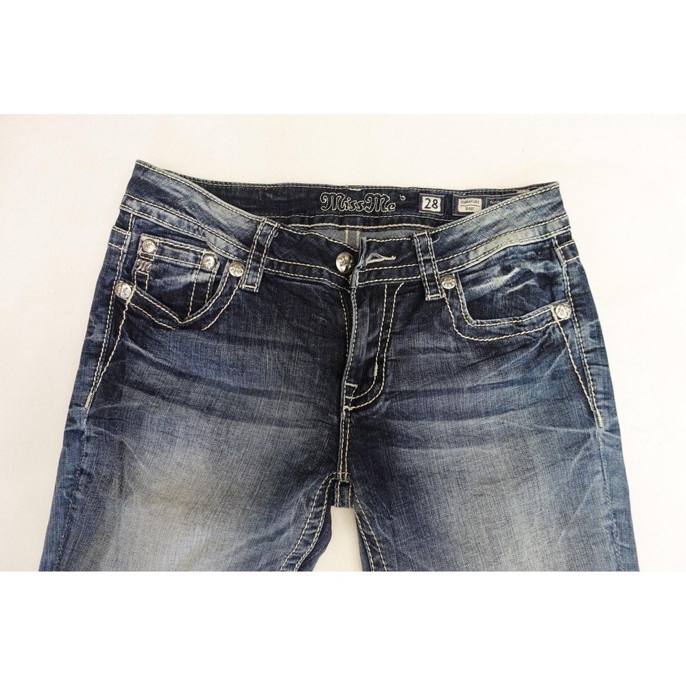 Miss Me Signature Boot Jeans Womens 28x31.5 Medium Wash Bootcut Stretch Denim